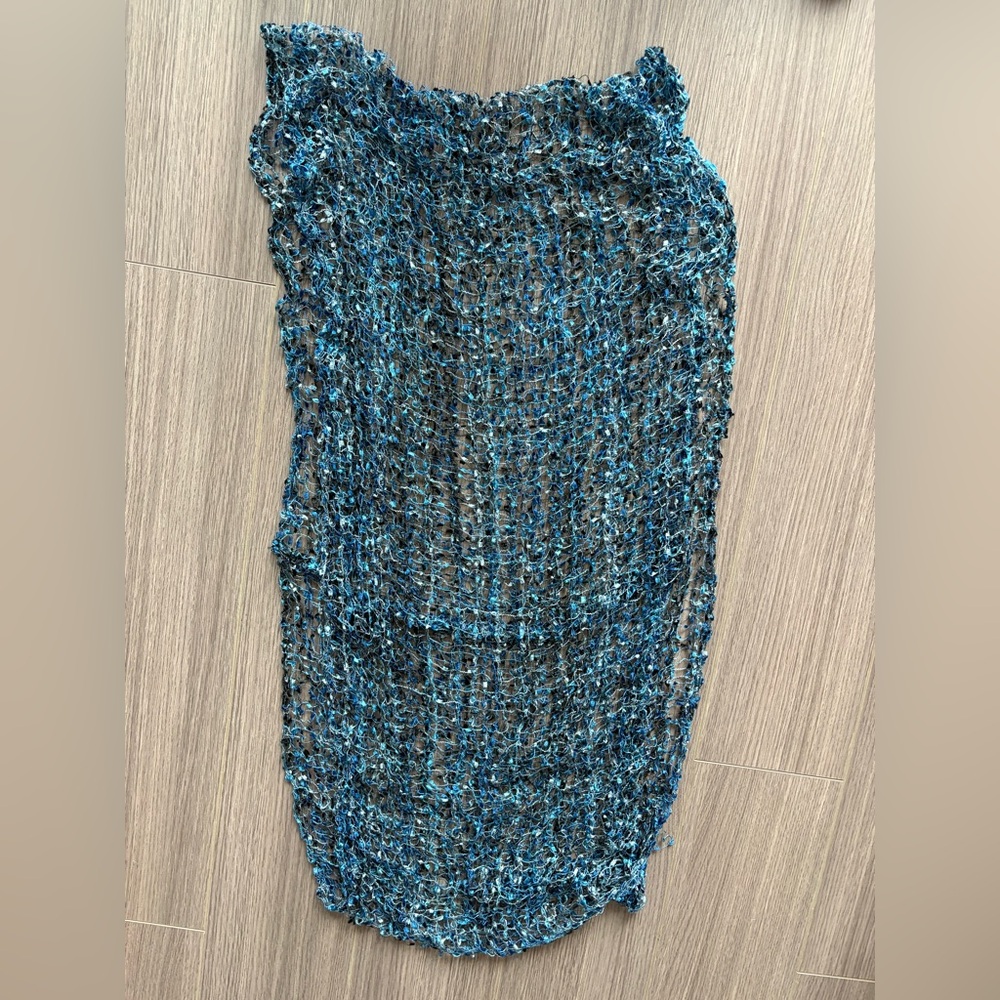Infinity Knit Scarf in Blue and Black
